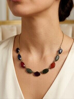 Liz Claiborne Multicolor Faceted Stone Necklace